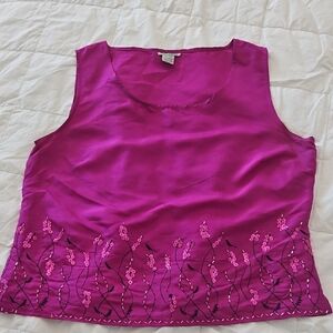 Silks By ISC Vibrant Fuchsia Embroidered Women's Blouse